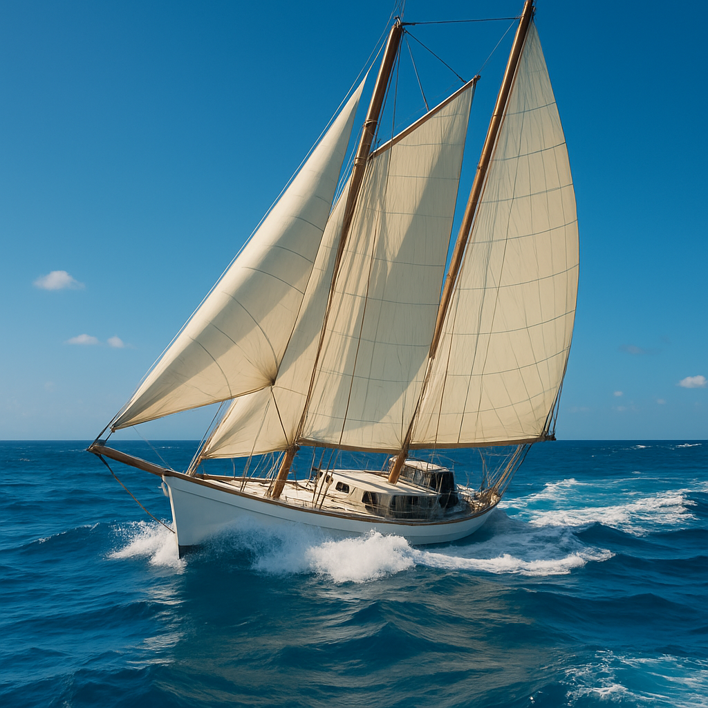 A beautiful sailboat navigating through the waves